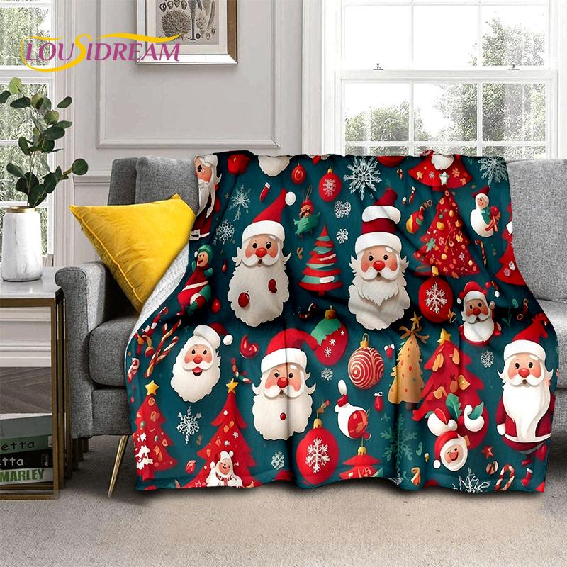 2025 Merry Christmas Tree Santa Claus,New Year Fairy Tale Gift Soft Plush Blanket,Flannel Throw Blanket for Living Room Bed Sofa