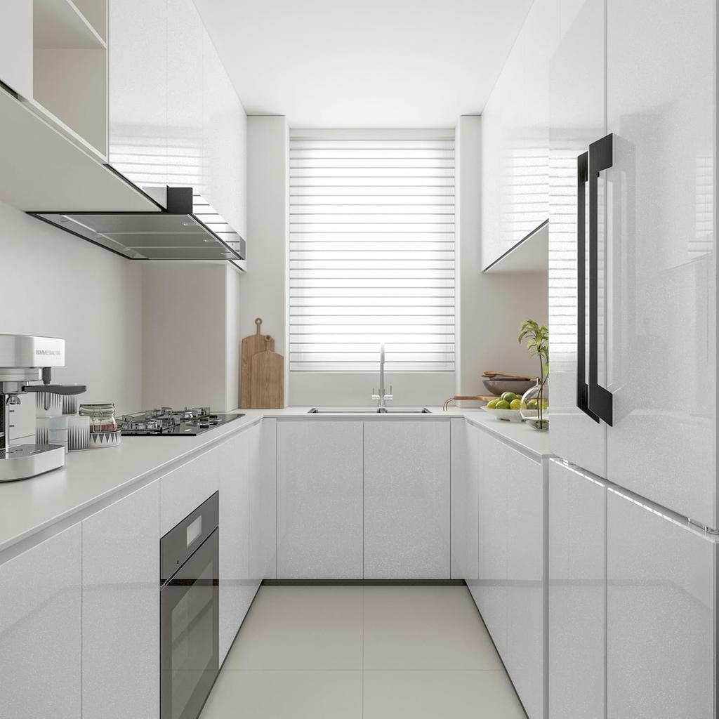 Glossy PVC Self-Adhesive Film - Pearl/Black Waterproof Vinyl for Wardrobe, Kitchen & Furniture - DIY Peel & Stick Wallpaper