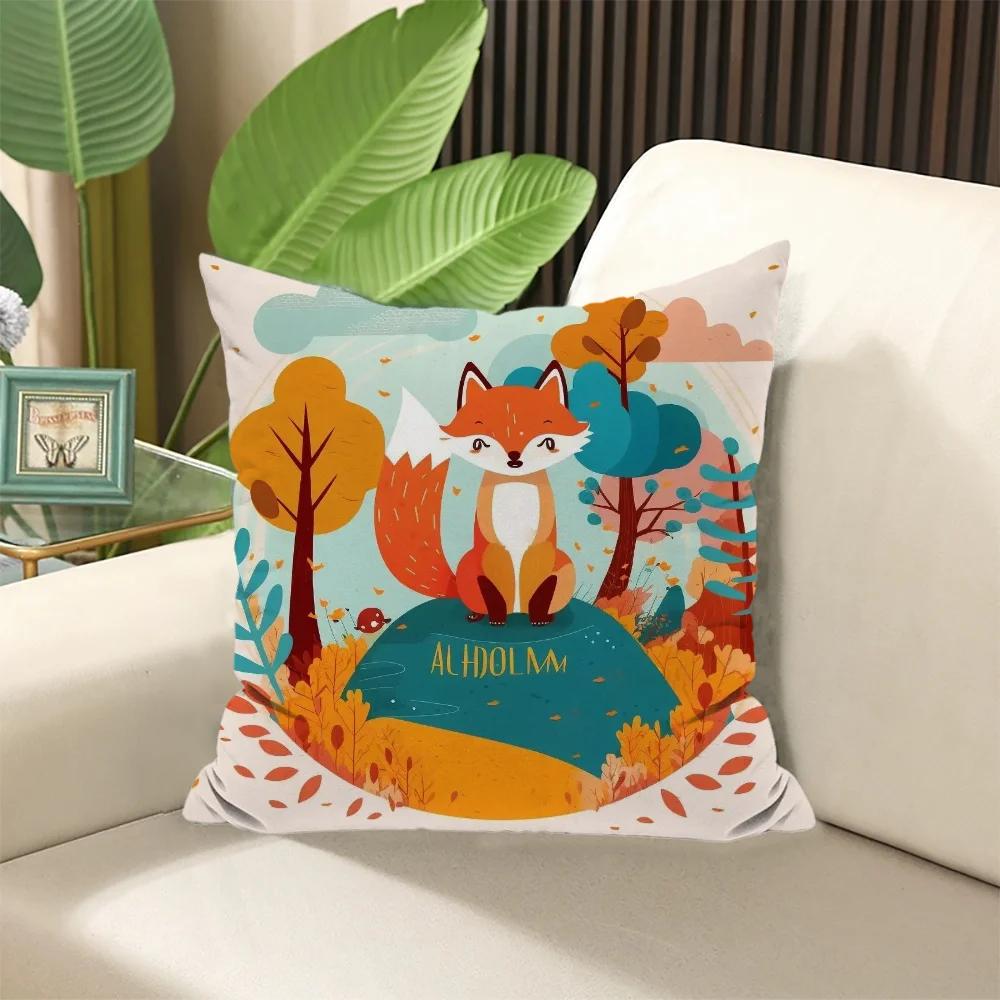 Cartoon Fox Pillow Cover Cushion Covers  ×  Stuffed Cushions Decorative Pillows for Sofa Cases × Elegant Room Sleep Home