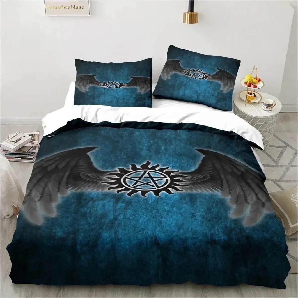 Supernatural Logo Bedding Set Duvet Cover Bed Set Quilt Cover Pillowcase Comforter king Queen Size Boys Adult Bedding Set