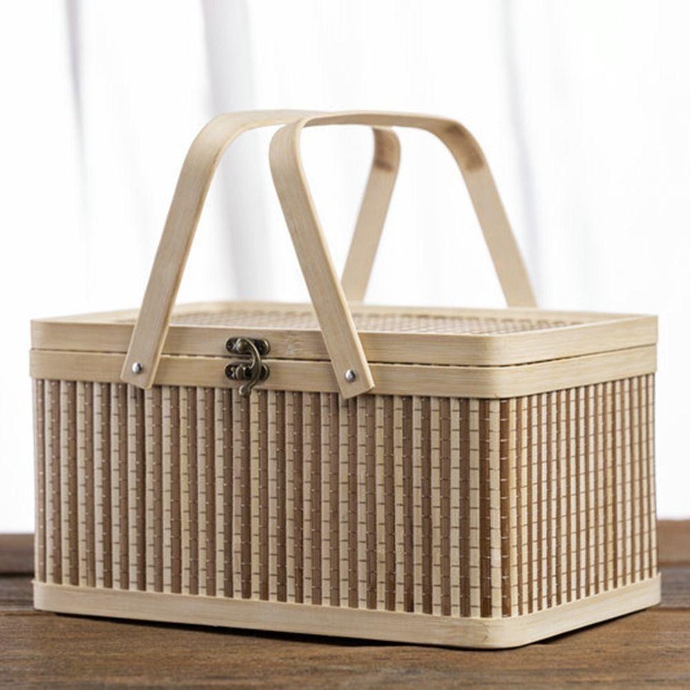 Vintage Bamboo Basket Natural Bread Storage Basket Bread Organizer Picnic Basket  Shopping