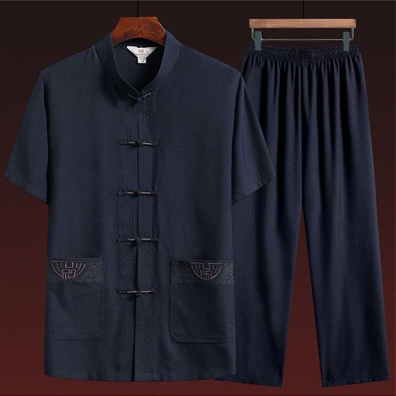 Tang Suit Men's Short-sleeved Suit Casual Chinese Style Hanfu Men's Tai Chi Suit Summer Morning Exercise Suit