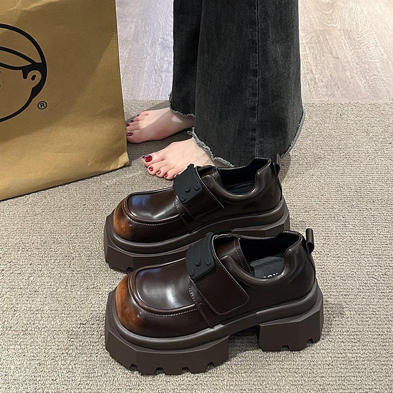 Small 2025 New Heightening Versatile Loafers Leather Shoes Women's Single Shoes Mary Jane Spring and Autumn Black Platform British Style