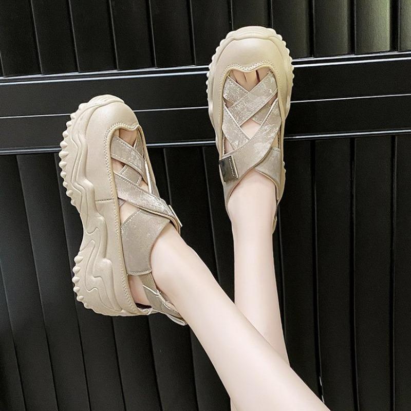 Fashion Fashion Thick-soled Increase Sandals Summer New Wear Hollow-out Anti-slip Wear-resistant Sports Baotou Shoes