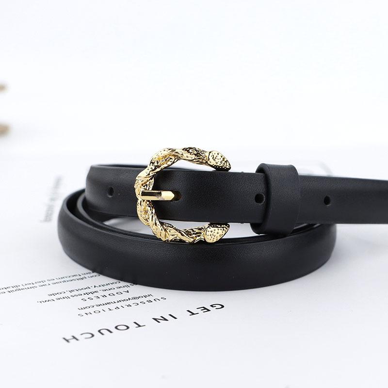 Meier Small belt, new pattern round buckle, first layer cowhide pin buckle, thin belt, women s belt, waist belt 98 чёрный