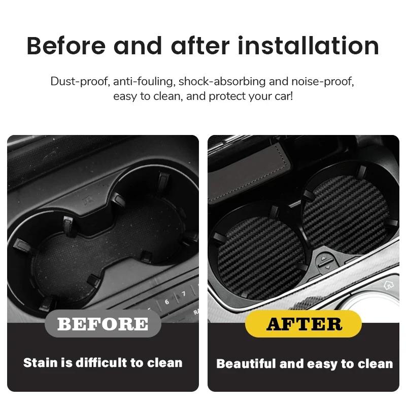 2Pcs Car Carbon Fibre Water Cup Pad Holder Anti-slip Coasters Mat For BMW Mini Cooper R50 R53 R55 R56 R60 R61 F54 F55 F56 F60