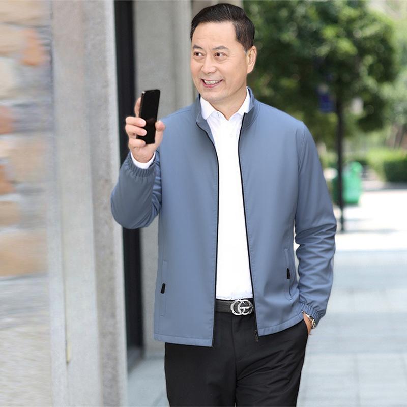 New Stand-up Collar Jacket for Men's Tops for Middle-aged and Young Casual Versatile Cardigan Work Jacket