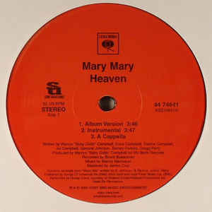 

12inch Record MARY MARY - Heaven 4474641 Columbia 2005 US Rap & Hip-Hop/R&B Used