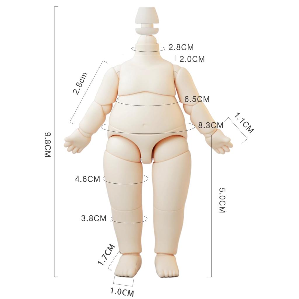 YMY Pear Shape Doll Body YMY BJD GSC Doll Head Mini Scale Cute Fat Action Figure Suitable for New Year Gift Milky White 9.8cm 1/12 1/8 1/12