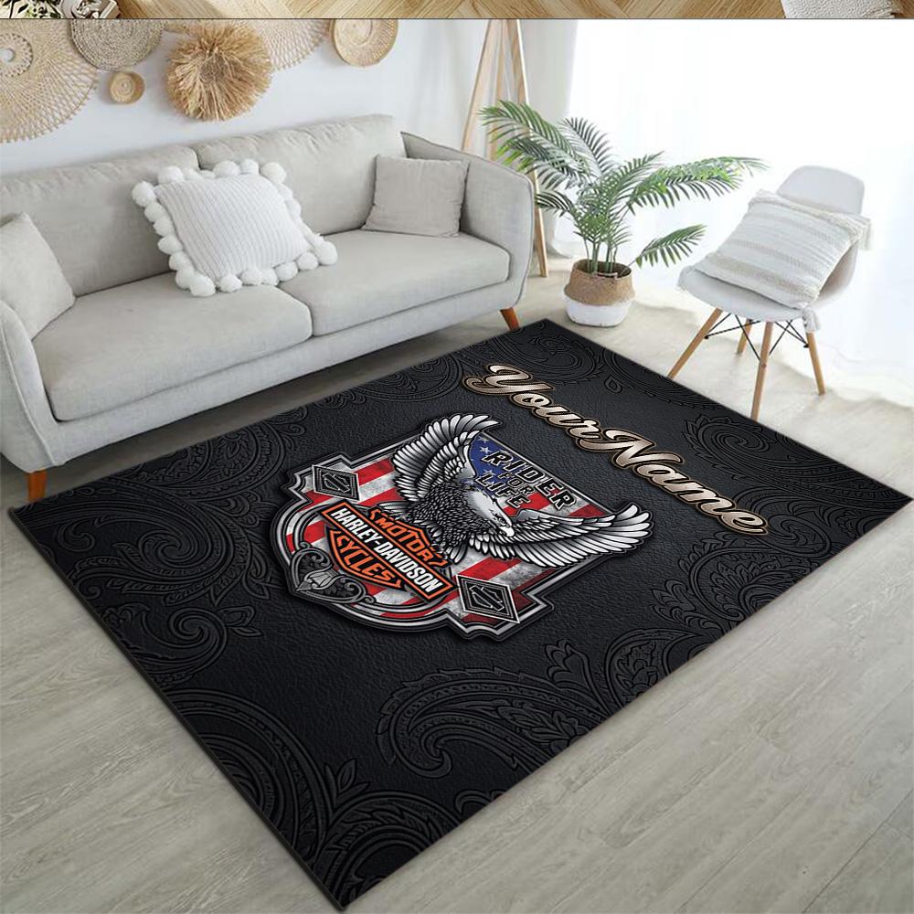 Harley-davidson Motorcycles Personalized Name Area Rug Perfect for Outdoor Bedrooms Foyer Living Rooms Anti-slip Rug Anime Office Decor