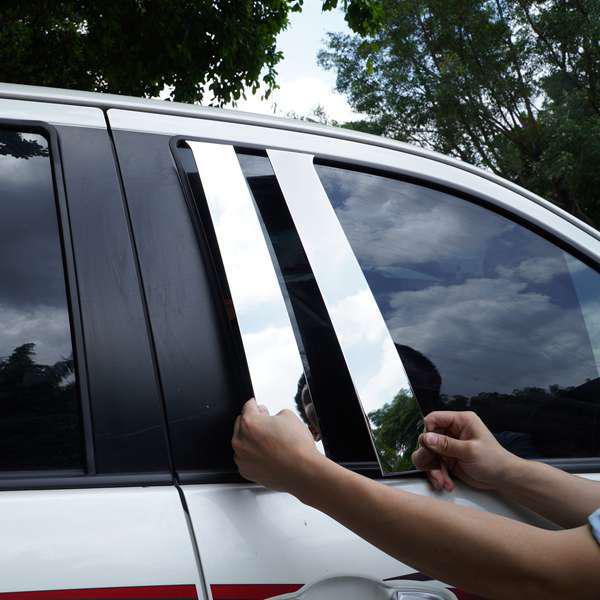 6pc Bright Window B-Pillar Strips for 2015-2021 Toyota Hilux
