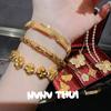 Ancient Gold, Filigree Gourd Roll Grass Pattern Bracelet, New Chinese Style, Point Diamond Flower Beaded Bracelet, Set