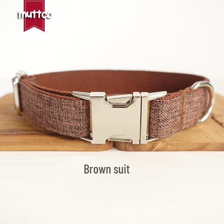MUTTCO Brown Plaid Dog Leash and Collar Set XS