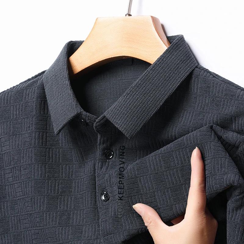 Nová pánská business casual košile s krátkým rukávem s odznakem, jednobarevná polokošile, módní, prodyšná, pohodlná, všestranný top