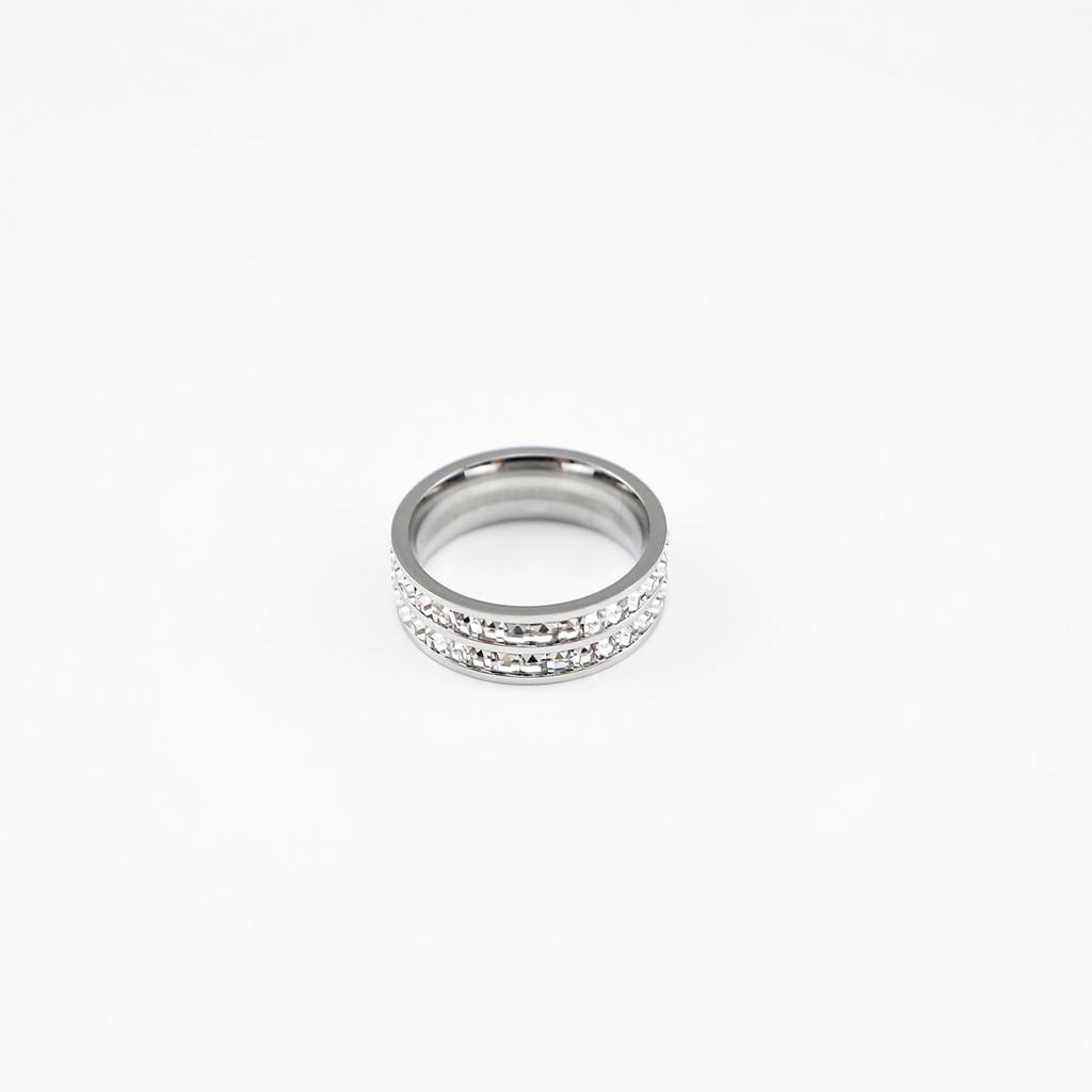 Inel de cuplu cu diamante pătrate cu zirconiu din oțel din titan, bijuterii din aur real personalizate din oțel inoxidabil