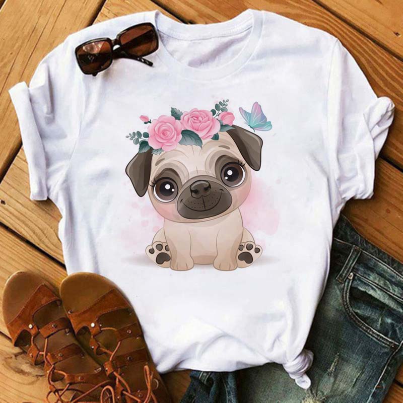 Cute French Bulldog T-shirt Animal Harajuku Print Pattern Shirt Fun French Bulldog Short Sleeves Animal Lover Tshirt dog mom Tee