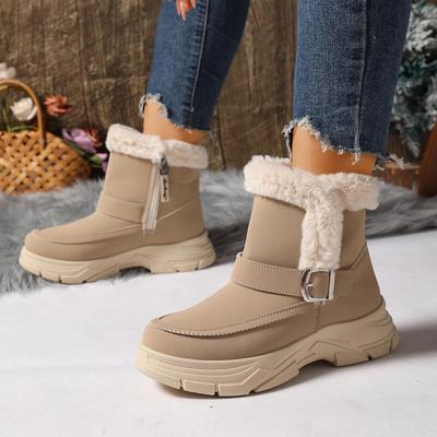 Fashion Comfort Thick Bottom Non Slip Furry Snow Boots Women 2025 Winter Fluffy Fur Chunky Platform Suede Ankle Boots Warm Plush Shoes