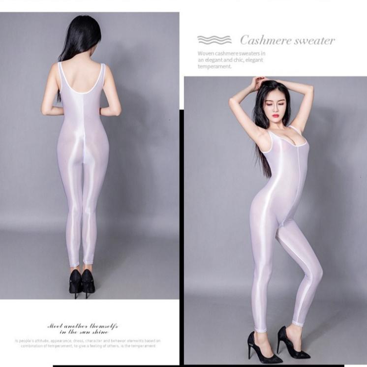 Sexy Öl Glänzend Body Damen Transparent Reißverschluss Offener Schritt Jumpsuit Erotische Dessous Leotard Eng Anliegend Erwachsene Sex Porno Kostüme