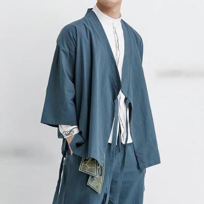 Japanischer Kimono Cardigan Chinesischer Stil Leinen Haori Yukata Streetwear Traditionell Samurai