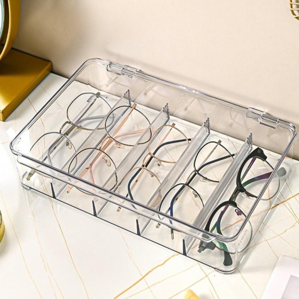 Transparent Glasses Storage Box 5 Grids Eyeglasses Container Multifunctional Sunglass Organizer