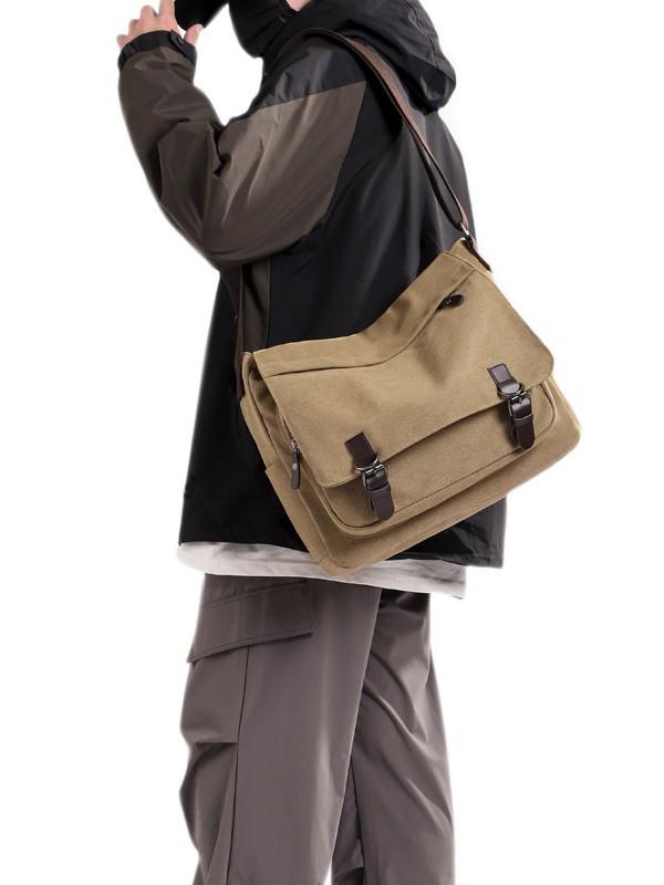 Men's Versatile Canvas Crossbody Bag - Fashionable, Practical, Large Capacity for Business and Street Trends