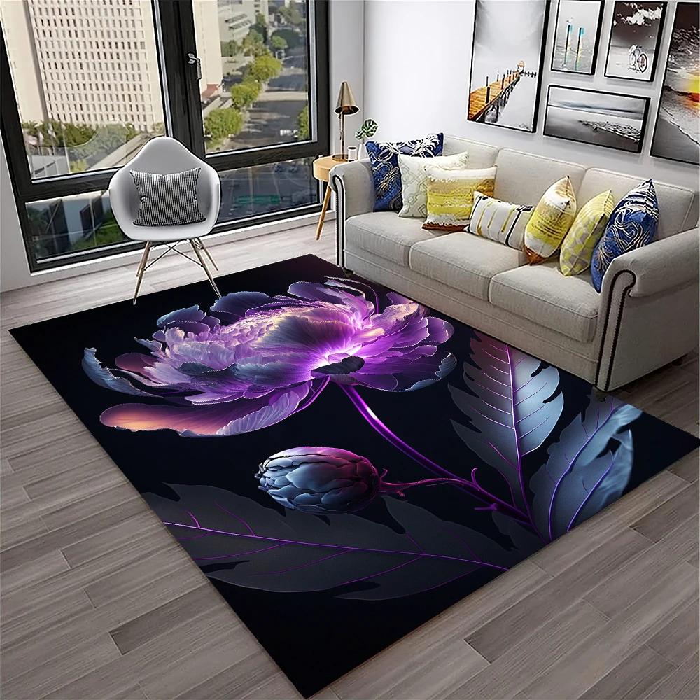 Nordic Love Rose Flowers Daisy  Carpet Rug for Home Living Room Bedroom Sofa Doormat Decor,kids Play Area Rug Non-slip Floor Mat