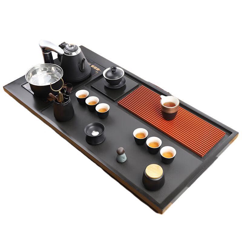 Qianxing Automatic Kung Fu Tea Set with Black Gold Stone Tray