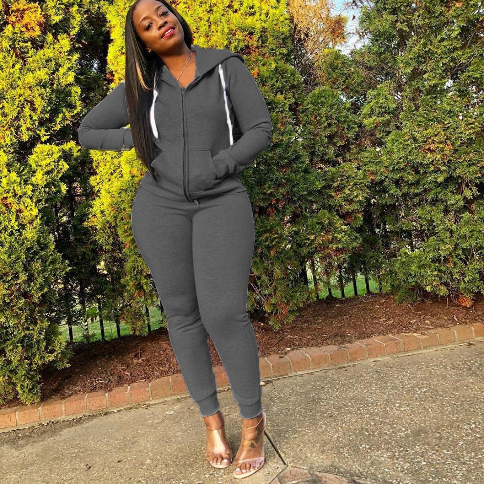 2024 Autumn Hot-Selling Women's Solid Color Hoodie Sweatshirt Sportswear Two-Piece Set