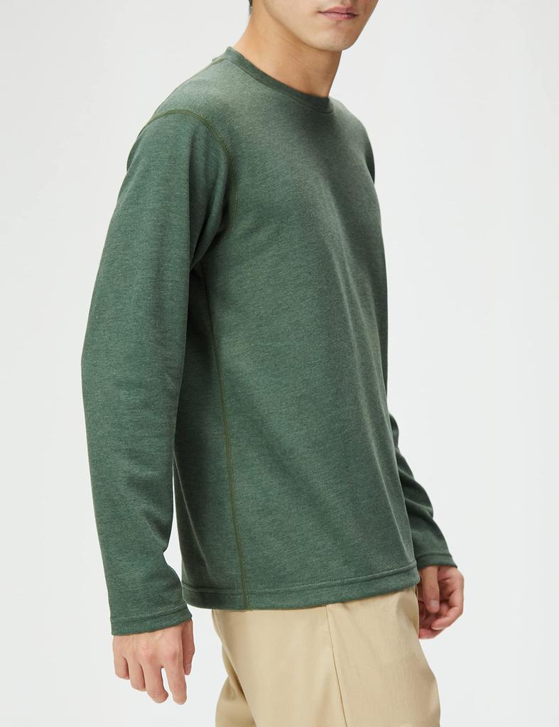 Mizuno Breath Thermo Inner Crew Neck Long and Kombu Size XL Shirt, Sleeve, Moisture-Wicking Heat-Generating, Men's, Green, (B2MA2501)