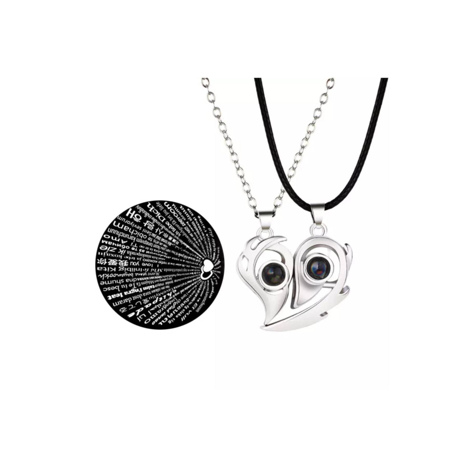 

Lover Necklace Magnetic 100 Languages i Love You Projection Couple Necklace