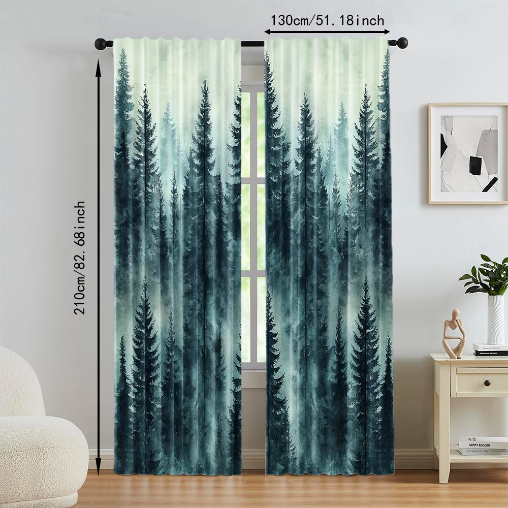 2 Stück vielseitige transparente Polyestervorhänge für die Heimdekoration Misty Forest Peel für den Einsatz in Schlafzimmern und Wohnzimmern