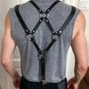 Clip Gentlemen Adjustable Braces Leather Belt Leather Harness Men's Suspenders Body Chest Harness