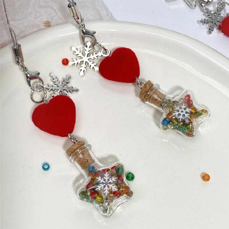 Sturdy Quality Snowflake Flocking Phone Lanyard Key Pendant for Fashion Enthusiasts of Festive and Individualized Gear