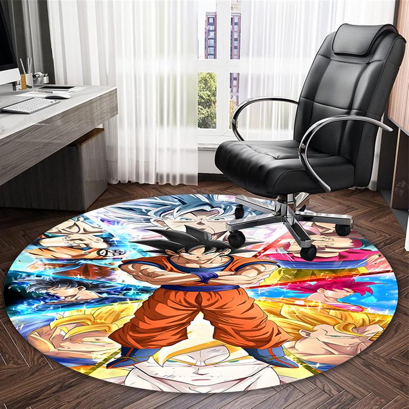 1pc Dragon Ball2 Print Round Carpet Chair Round Carpet Suitable for Bedroom Living Room Home Decorative Carpet