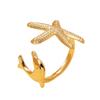 Stainless Steel Marine Animal Ring for Women - Starfish & Dolphin Design, Adjustable Size