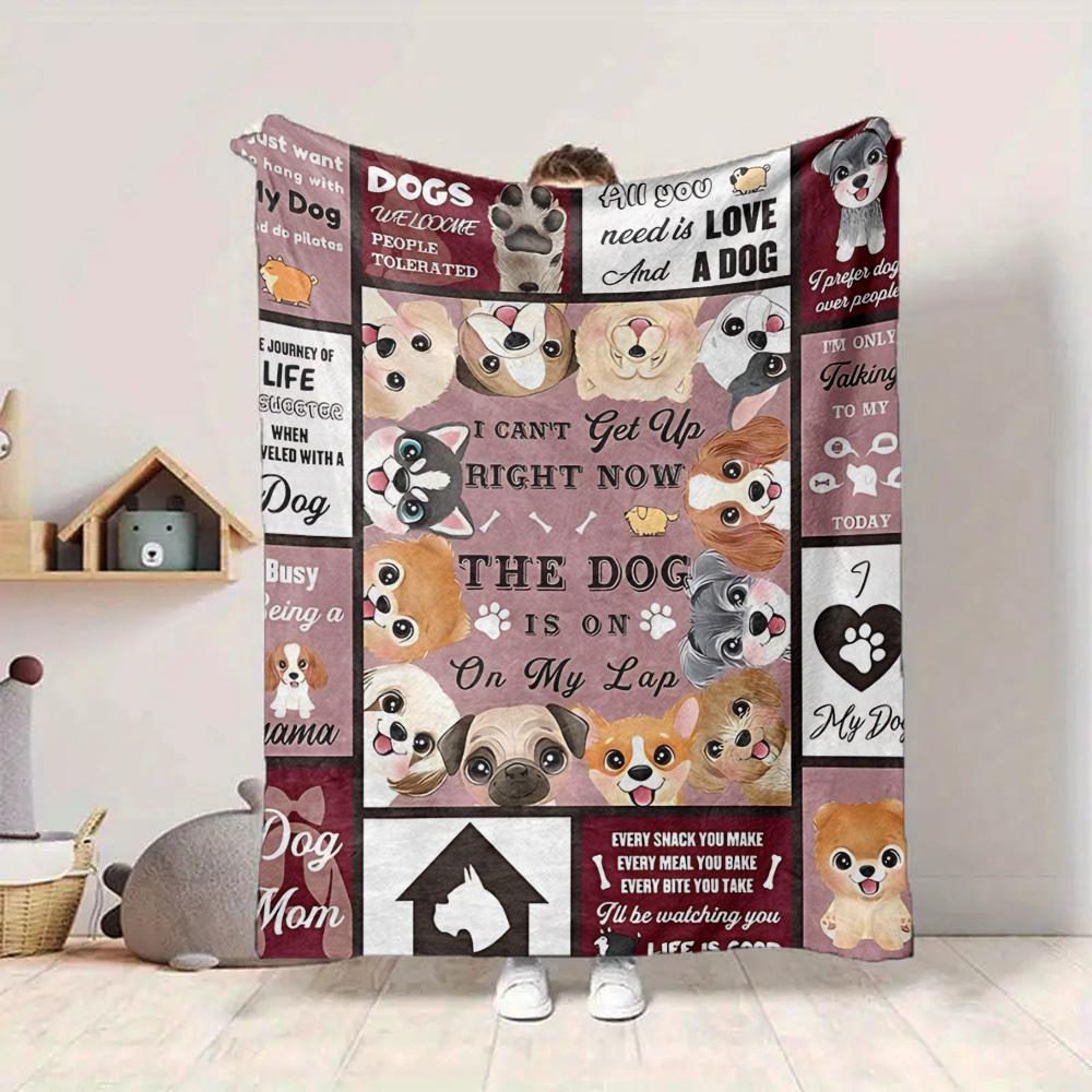 1pc Dogs, Dog Quotes Blanket, Lightweight Flannel Throw For Sofa, Bed, Travel, Camping, Livingroom, Office, Couch, Chair, And Bed,