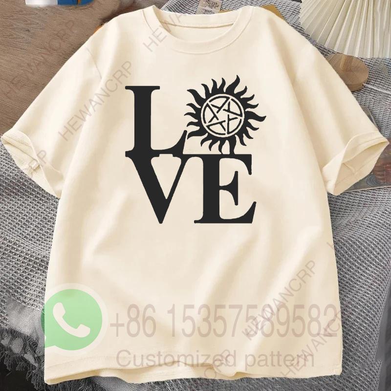 Supernatural Love Mens TShirt Mens Tracksuit Letter Printed Summer Casual Sportswear Round Neck Shortsleeved Cotton Pullover