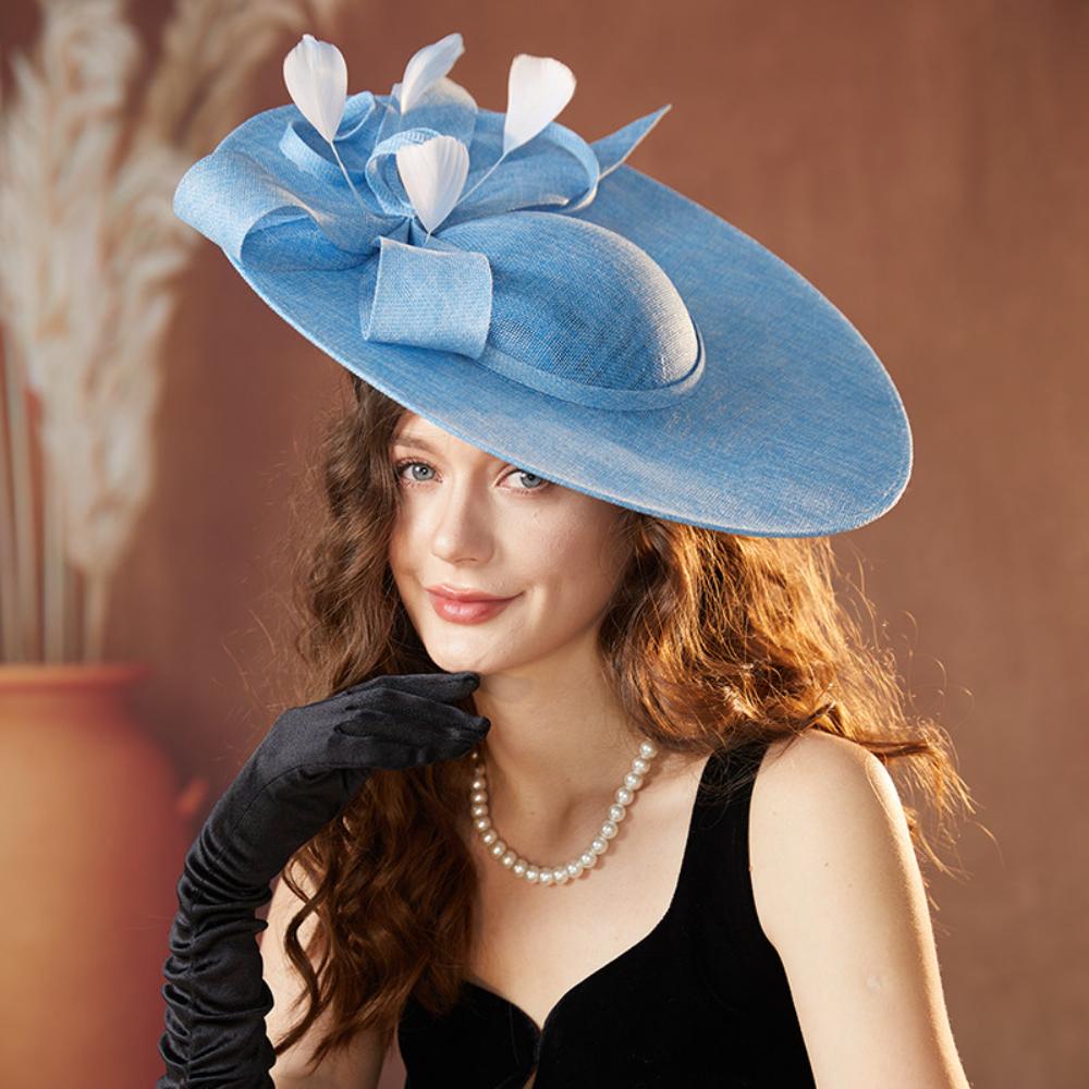 With Headband Tea Party Hat Wide Brim Derby Hat New Women Fascinator Hats  for Church Event