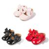 Babyschuhe für Mädchen in einfarbig mit Schleifenverzierung für Kleinkindspaziergänge