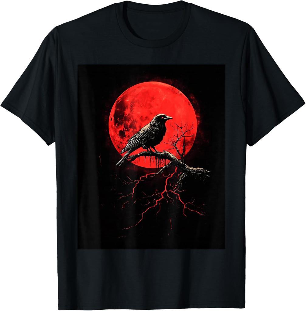 Crow On Branch Blood Moon T-shirt
