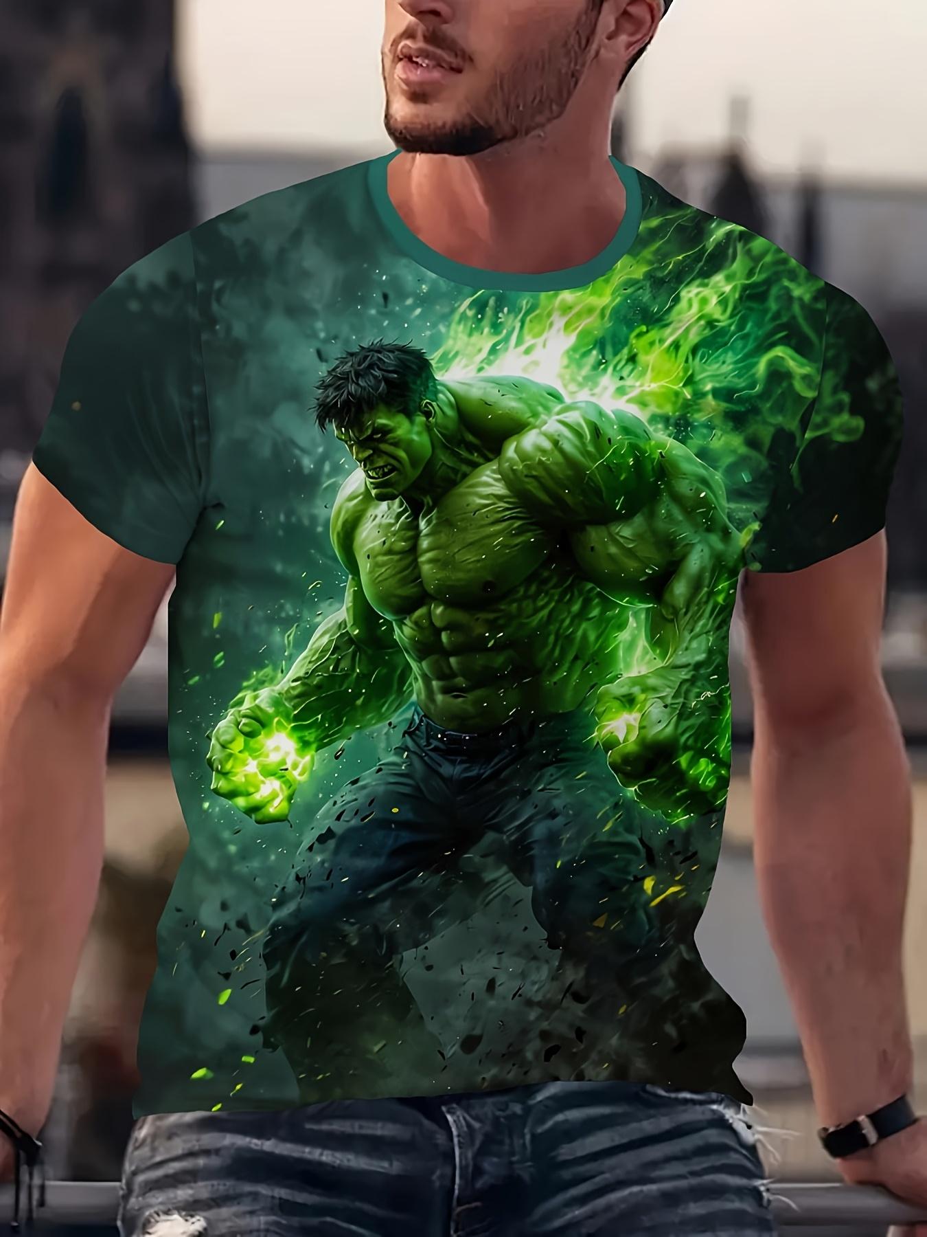 Marvel Hulk Men Graphic T-Shirt Summer Superhero Fan Appare Hulk Graphic Tee Top S