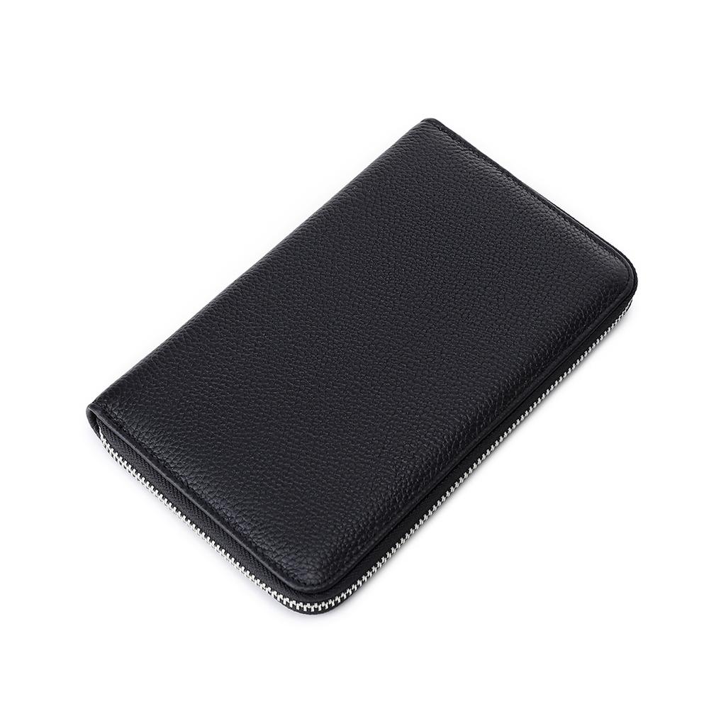 Type Multi-functional Leather Pass Book First Layer Cowhide Zipper Hand Book RIFD Passbook Passport Wallet