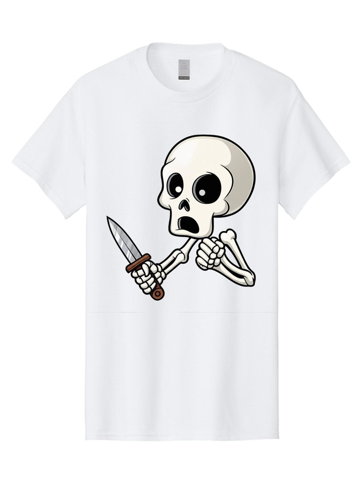 Skeleton-With-Knife-1 Mens Graphic Tee, 100% Cotton, Casual Summer Wear S разноцветный