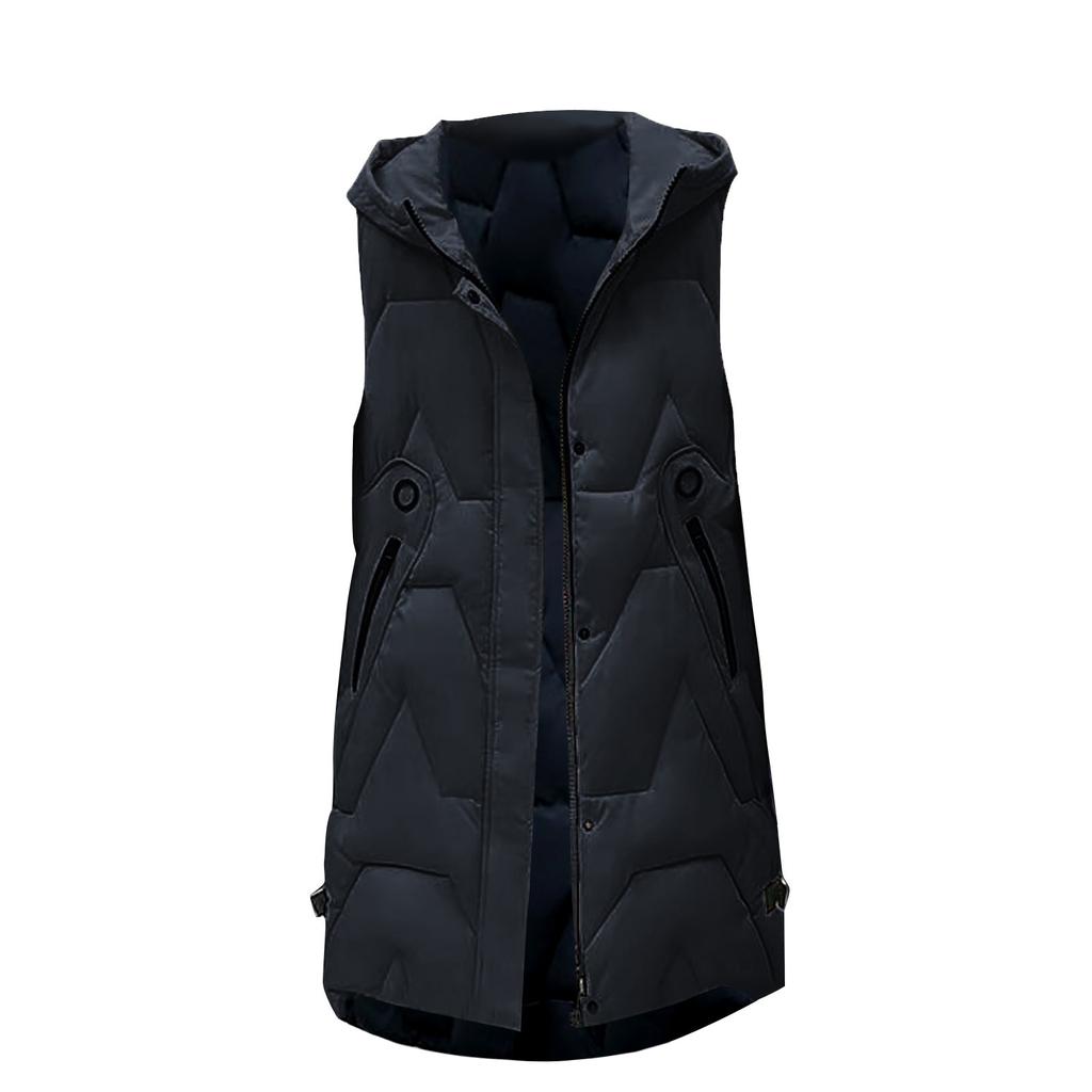 Women's Warm Down Hooded Lightweight Quilted Vest Loose Zip Gilet Outdoor