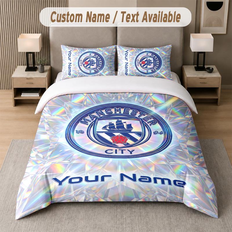 Manchester City Design Bedding Set Custom Text 1 Duvet Cover & 2 Pillow Cases