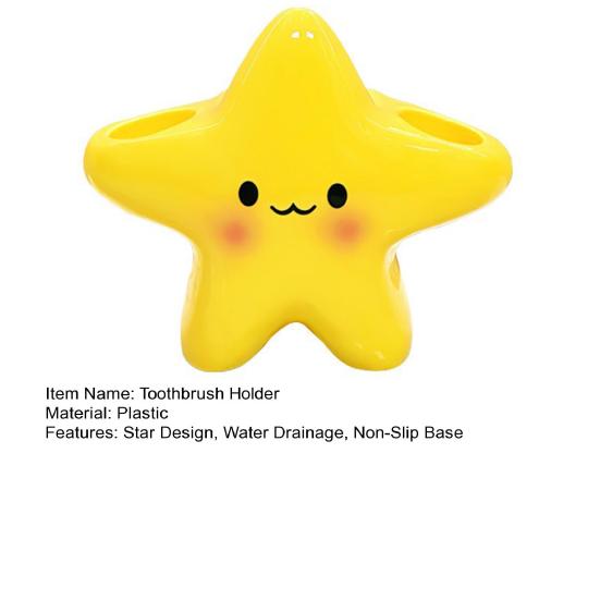 Toothbrush Holder with Water Drainage Air Circulation Star Shape Weighted Base Anti-Tip Design Toothbrushes Bathroom Organizer