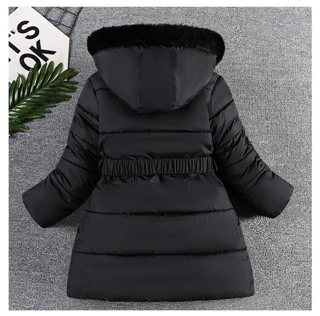 Mädchen Winter Mittellanger Dicke Mantel mit Pelzkragen