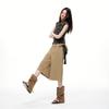Trendy Summer Vintage Khaki Draped Loose Casual Cropped Capri Pants For Women Versatile Loose Straight Slimming Daily Bottoms