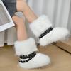 Women's Faux Fur Snow Boot Winter Warm Fluffy Furry Ankle Boots for Women Outdoor Fuzzy Mid-Calf Booties Plush Warm Snow Shoes for Outdoor Indoor