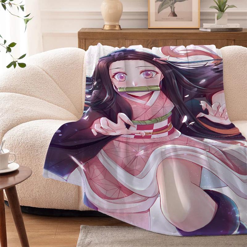 Sofa Blankets for Winter Anime D-Demons Slayer Warm Knee Bed Fleece Camping Fluffy Soft Blankets Microfiber Bedding King Size